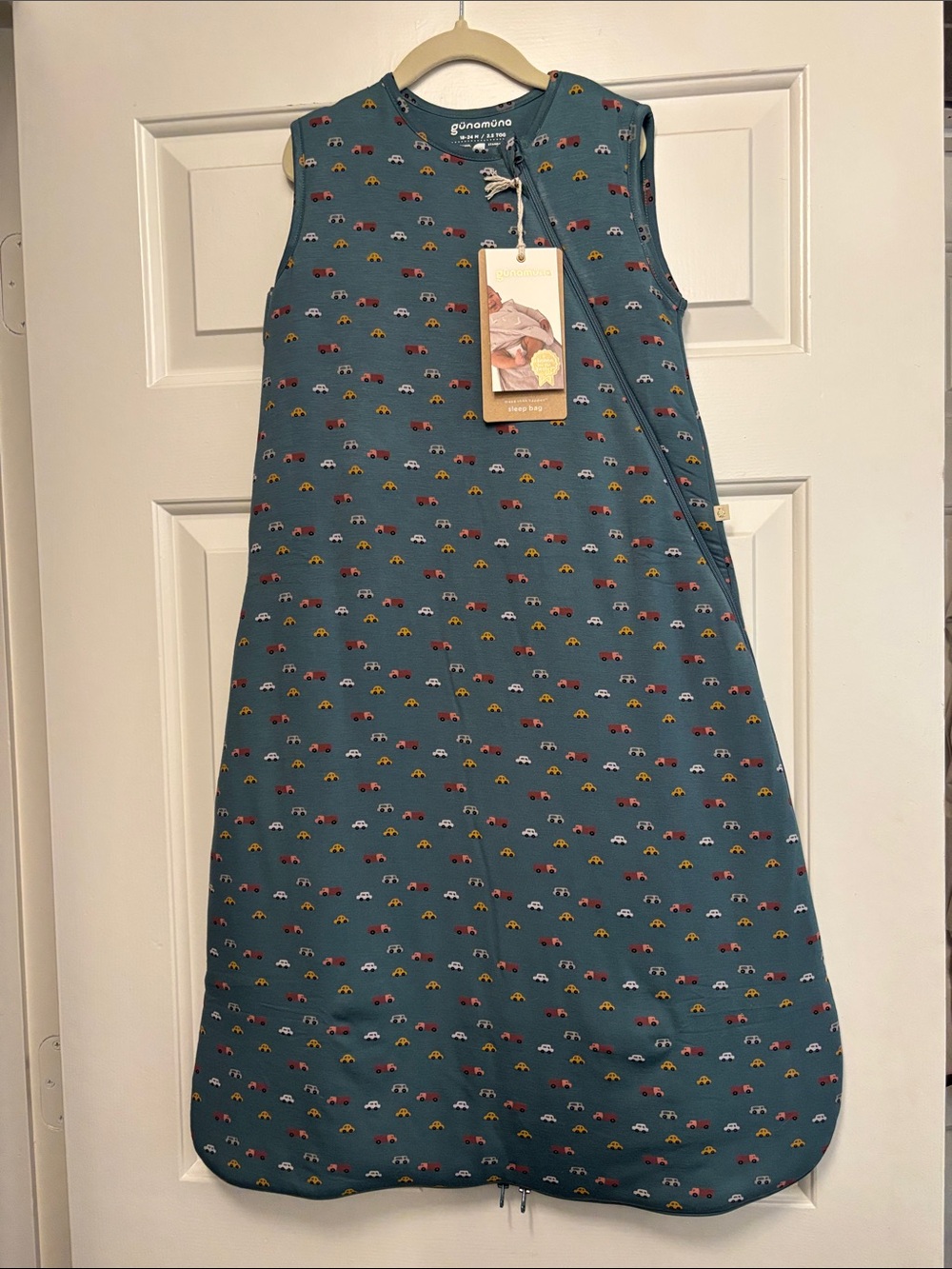 Gunamuna Toddler Boy Teal Sleepsack with Car Print 2.5 TOG, 18-24 Months - NWT